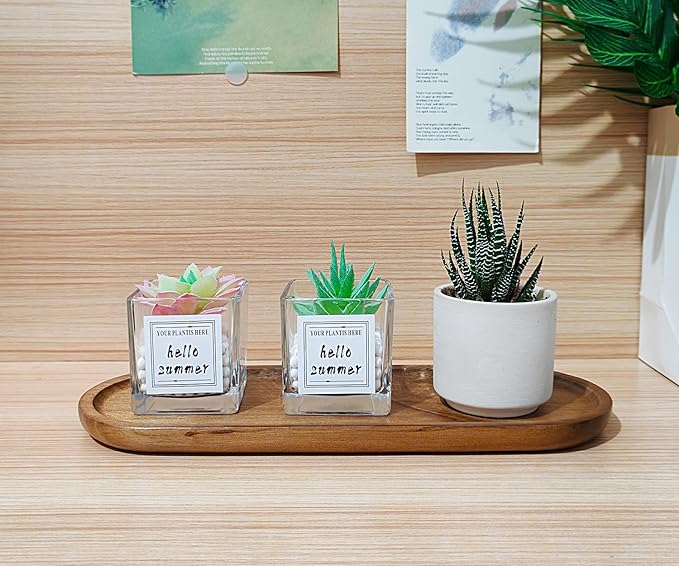 Small Wooden Oval Tray (11.3 x 4.1 inch) 6 Pack, Mini Serving Tray for Coffee Tables, Dessert, Snack, Fruit, Acacia Wood Platter for Vegetable, Decor Restaurant