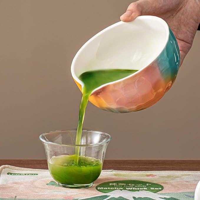 Clay&Fire Matcha Whisk Set,9 Pcs Ceramic Matcha Set, 15 OZ Matcha Bowl with Spout and Whisk,Matcha Kit for Friend, Ideal Gift for Matcha Lover(Sugar)