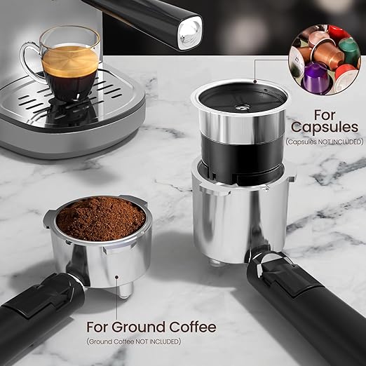 20 Bar Espresso Machine, Professional Stainless Steel Coffee Maker with LCD Display, 45oz Removable Water Tank, Home & Office Espresso Maker for Cappuccino Latte Macchiato, Black