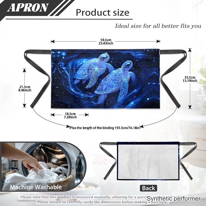 Waist Apron with 3 Pockets Waterproof 13 Inch Short Half Waist Aprons Women Men Server Aprons Waitress Waiter Apron - Image 7