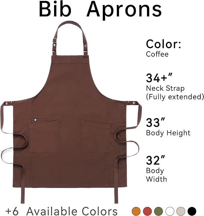 Chef Men Canvas Waterproof Apron Pocket 4251GB | Polyester Cotton Canvas Apron for BBQ Grilling Kitchen Cooking, Adjustable Neck, Durable & Comfortable - Image 6