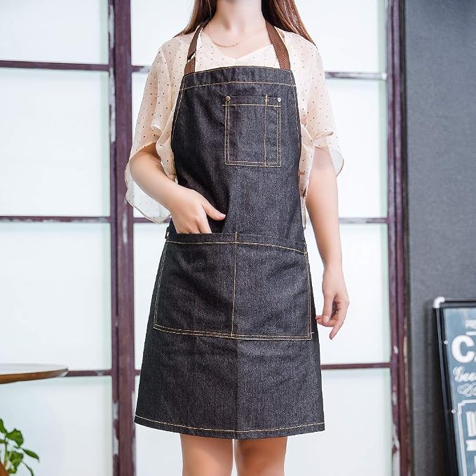 Unisex adjustable multi pocket denim apron for Chef Kitchen BBQ and Studio - Image 6