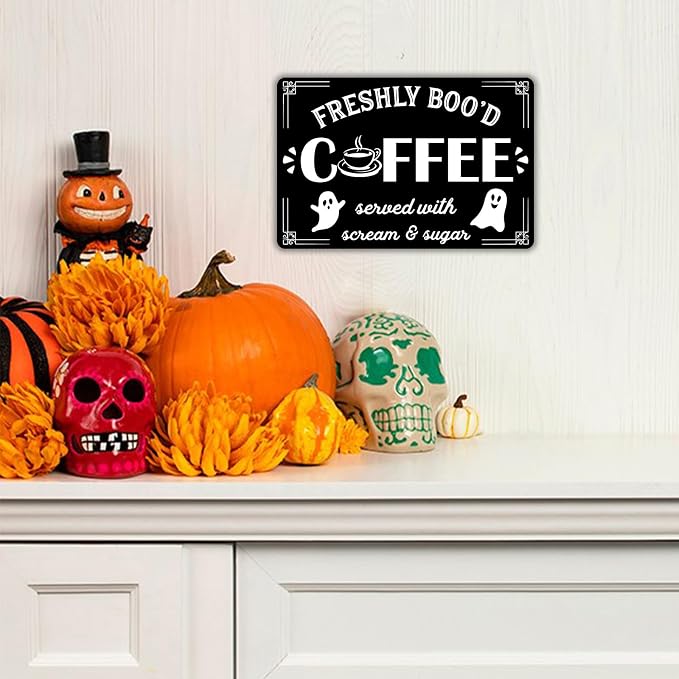Boo'd Coffee Halloween Signs - Funny Bar Home Kitchen Shop Wall Decor 8x12 Inch - Image 7