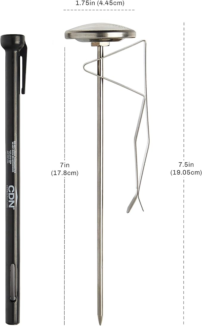 CDN ProAccurate Candy & Deep Fry Thermometer | Insta-Read 7" Stem | NSF Certified | 100–400°F Range | For Candy, Sugar, Oil, Deep Frying, Roasts, Poultry | Adjustable Pot Clip | IRXL400