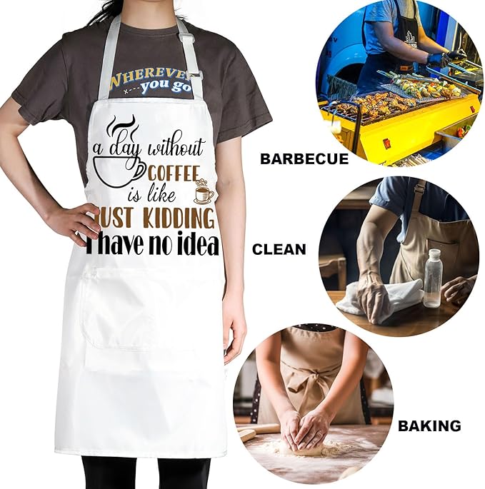 JNIAP Coffee Apron for Barista - Themed Apron for Coffee Shop, Server, Lover Gift