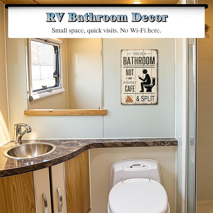 This Is A Bathroom Not An Internet Cafe Sign - Sarcastic Funny Bathroom Decor Wall Art Tin Signs for Phone Users, to Encourage Quick Visits 8x12 Inches - Image 8