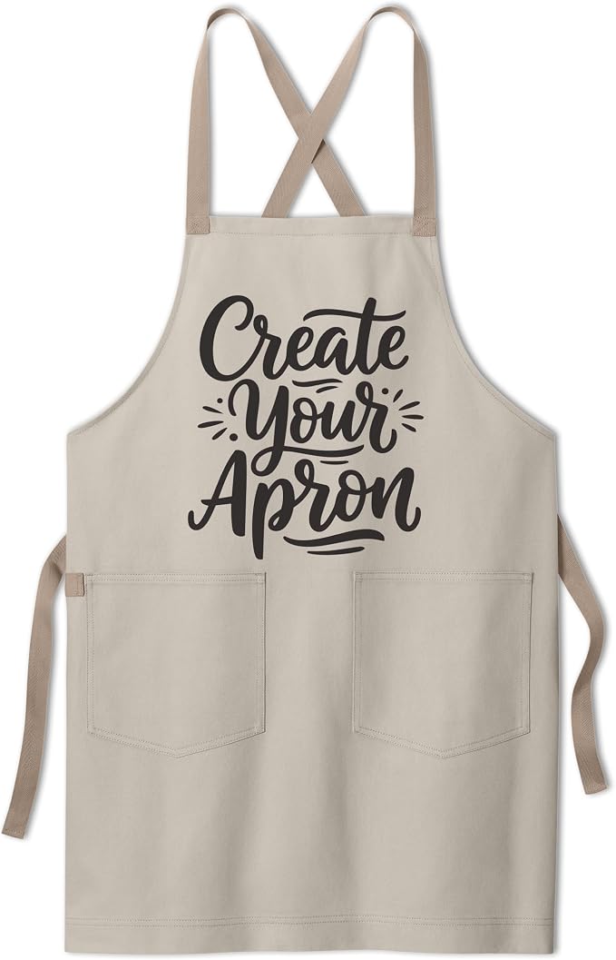 TEEAMORE Custom Apron with Pockets for Women Men Add Your Text Logo Chef Kitchen Cotton Adjustable Crossback Straps - Image 7