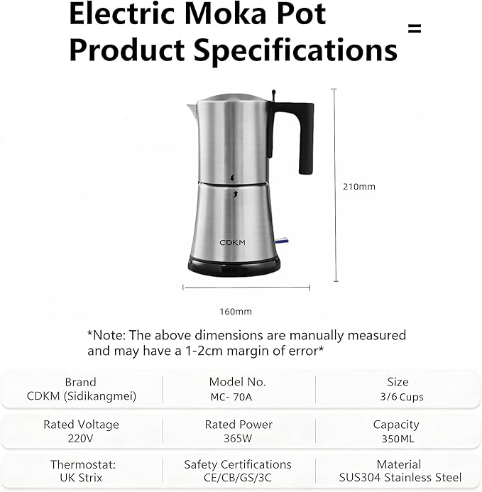 Fully automatic mocha coffee pot,moka pot stainless steel,One-touch Electric Coffee Maker,3-6 Cups 350ml espresso machine, Anti-scalding, Automatic power-off,Gift Idea,Safety