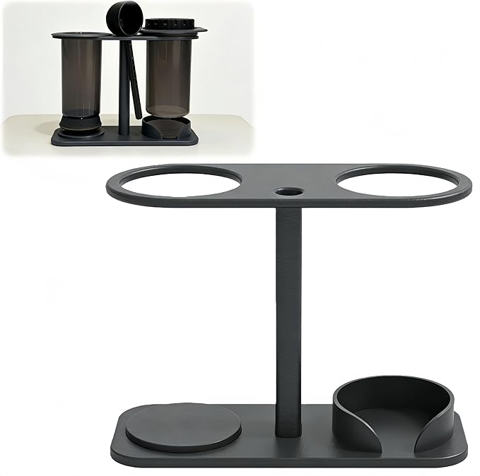 Coffee Maker Stand Compatible with Aeropress Accessories – Kitchen Coffee Organizer Storage Rack with Cup Mat, Counter or Shelf Display