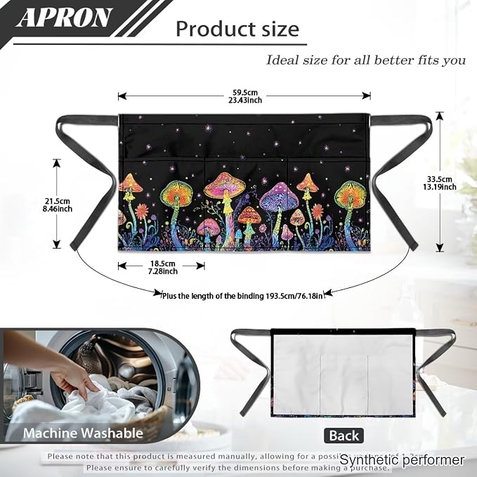 Waist Apron with 3 Pockets Waterproof 13 Inch Short Half Waist Aprons Women Men Server Aprons Waitress Waiter Apron - Image 7