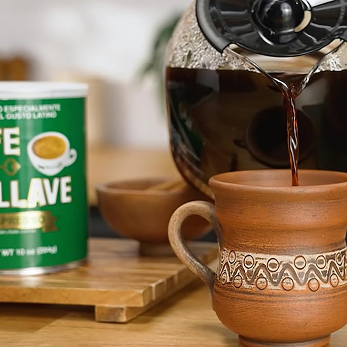 Cafe La Llave Dark Roast Ground Espresso Coffee, 10 oz Can – Authentic Cuban-Style, Rich Bold Strong Flavor – Intensely Aromatic Brew