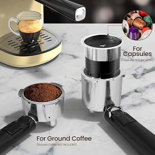 20 Bar Espresso Machine, Professional Stainless Steel Coffee Maker with LCD Display, 45oz Removable Water Tank, Home & Office Espresso Maker for Cappuccino Latte Macchiato, White