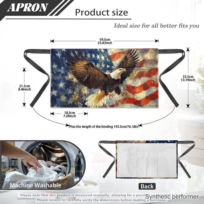 Server Apron with 3 Pockets 13 Inch Short Half Waist Aprons Waterproof Cooking Aprons for Women Men - Image 7