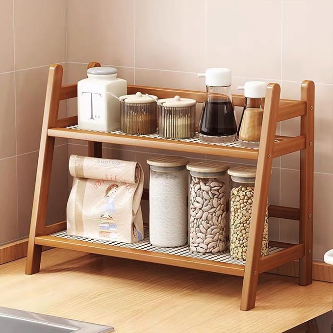 Coffee Station Organizer, Mug Holder Countertop, Kitchen Counter Shelf for Tea Coffee Bar Accessories, Matcha Stand, Cup Display, Condiment Storage Rack, 2 Tier, Brown - Image 7