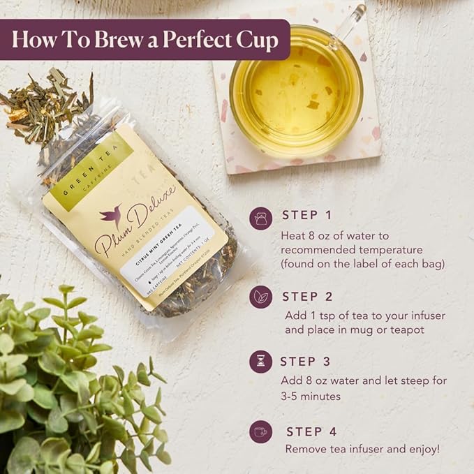 Literary Tea Collection Assorted Tea Gift Set - Hand-Crafted Loose Leaf Teas, Presentation Gift Box with Loose Leaf Steeper Included - Mixed Caffeine - 5 Unique and Flavorful Teas, 75+ Cups