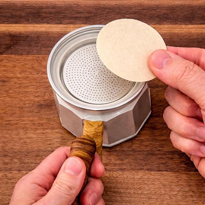 CAFECITO® Replacement Coffee Filters – 200 Unbleached Round Paper Filters | Fits 6-Cup Moka Pot & AeroPress | 2.5-Inch Diameter | Chlorine-Free Natural Paper