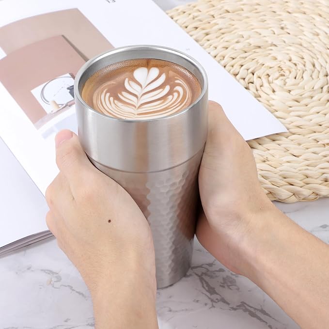Beasea Stainless Steel Cups 19 oz, 8 Pack Large 18.6oz 550ml Stainless Steel Tumbler Stackable Double Wall Insulated Metal Drinking Glasses for Home Restaurant Office Party Camping