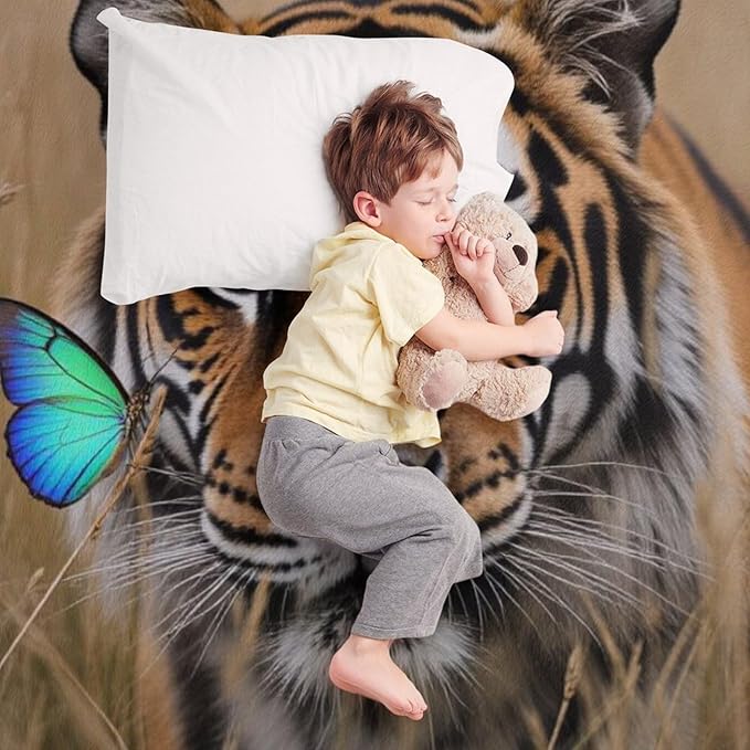Beautiful Tiger Nature Grass Super Soft Throw Blanket, Blue Butterfly Flannel Fleece Decorative Throw for Sofa Couch Bedroom Decor Outdoor Use 40"x50"
