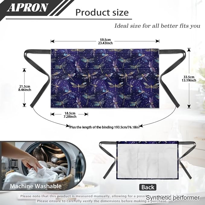 Waist Apron with 3 Pockets Waterproof 13 Inch Short Half Waist Aprons Women Men Server Aprons Waitress Waiter Apron - Image 7