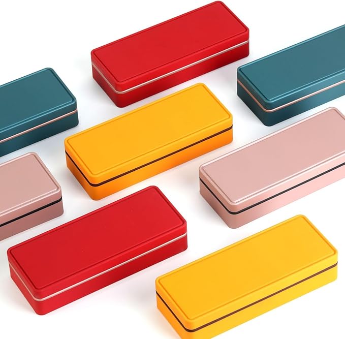 HAN SHENG 6 Pack Tea Storage Tins, Rectangular Coffee Beans Canisters - Airtight Food Storage Containers for Tea, Coffee, Candy, Chocolate, Spices (Multicolor)