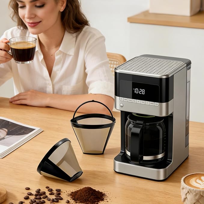 Coffee Filters #4 for Braun Coffee Maker, 2 Pack Reusable Cone Coffee Filters for Braun 10–14 Cup Drip Coffee Makers
