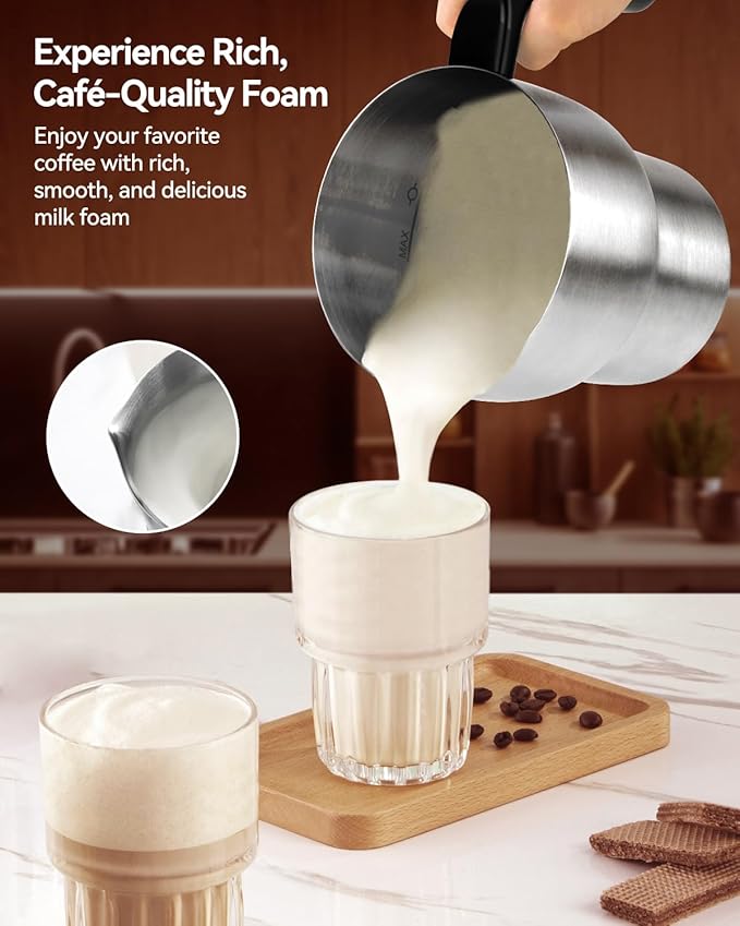 IAGREEA Electric Milk Frother, 20.3oz Automatic Hot & Cold Milk Frother with Variable Temperature & Froth Control, Detachable Dishwasher Safe Milk Steamer for Latte, Cappuccino, Matcha