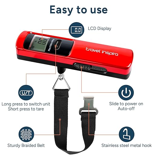 Battery-Free Luggage Scale, Suitcase Scale for Travel, 110 lbs/50 kg, Portable Handheld Weight Scale, No Batteries Needed