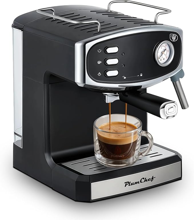 20 Bar Espresso Coffee Maker for Home - Professional Compact Coffee Maker witn Steam Wand Milk Frother, Pressure Gauge, 54oz Tank - Low Noise Fast Brew for Cappuccino, Latte,black
