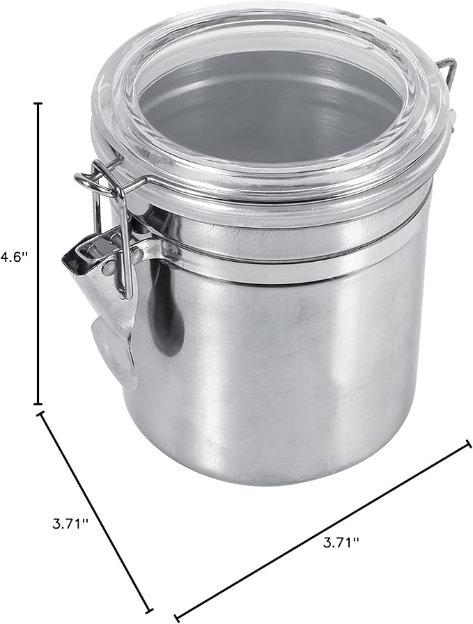 Stainless Steel Kitchen Food Storage Container Bottle For Sugar Tea Coffee Beans Dry Goods Transparent Cover Easy To Use Kitchen Canister (210x210x135cm/82.7x82.7x53.1in)