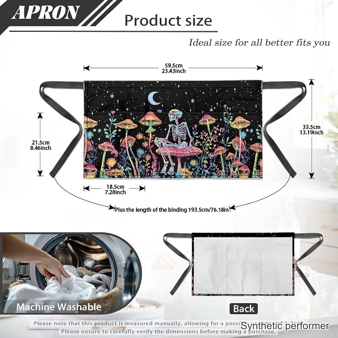Server Apron with 3 Pockets 13 Inch Short Half Waist Aprons Waterproof Cooking Aprons for Women Men - Image 7