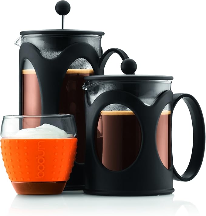 BODUM 10683-01 Kenya French Press Coffee Maker, Borosilicate Glass - 4-Cup (0.5 L), Black