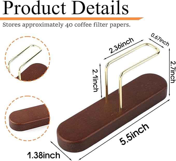 Coffee Filter Container for Pour Over, Cone Filter Holder Compatible with Aeropress, V60 Cones, Stylish Countertop Storage Basket for Coffee Bar Accessories, Kitchen Organization & Décor
