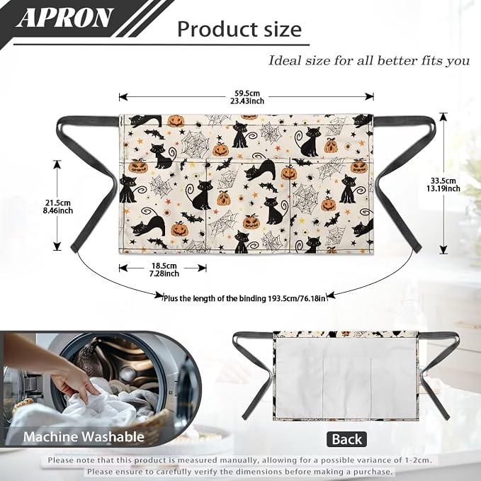 Waist Apron with 3 Pockets Waterproof 13 Inch Short Half Waist Aprons Women Men Server Aprons Waitress Waiter Apron - Image 7