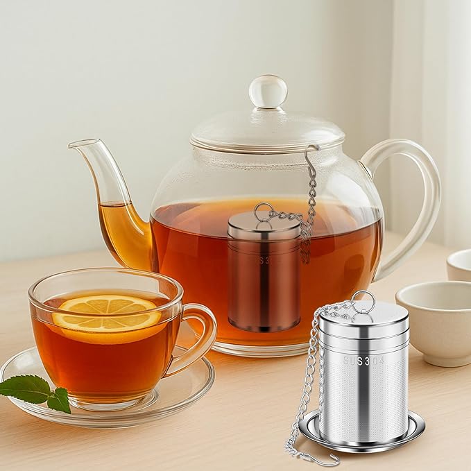 Loose Leaf Tea Steeper with Ultra-Fine Mesh - Premium Stainless Steel Tea Infuser & Tea Strainer for Herbal/Black/Rooibos Teas, Durable Tea Ball with Leak-Proof Design