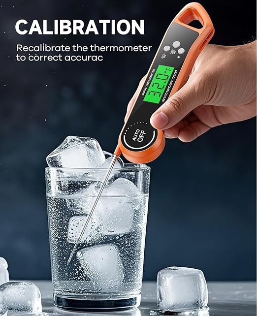 Meat Thermometer Digital, Instant Read Thermometer with Backlight, Calibration & Hold Function, Waterproof Food Thermometer for Kitchen and Outside, BBQ,Turkey, Candy, Liquids, Beef (Orange)