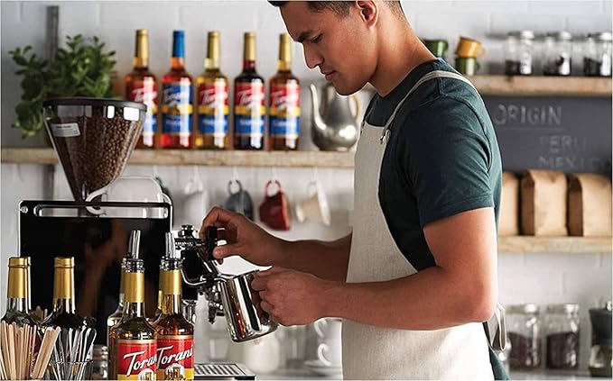 Torani Coffee Syrup Variety Pack - Vanilla and Caramel Syrup for Coffee with 2 Jimoco Syrup Pump Dispenser Compatible with Torani Syrup