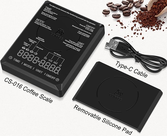 Fuzion Mini Coffee Scale with Timer - Espresso Scale Rechargeable 2kg x 0.1g Accuracy, 3-Mode Timer, LED Display, Digital Coffee Scale for Pour-Over, Espresso, Kitchen Use