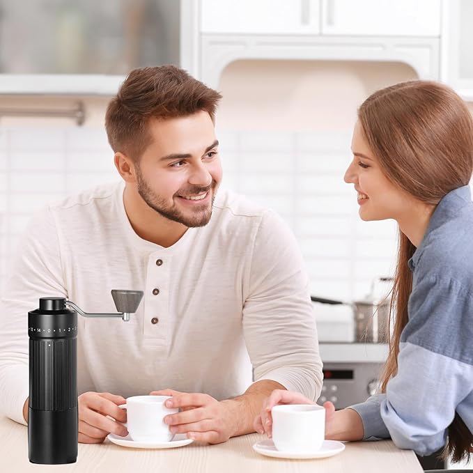 Manual Coffee Grinder, Hxswkk Hand Coffee Bean Grinder with 6-star Stainless Steel Burr for Espresso, Moka, Pour Over, French Press, External Adjustable Setting, for Camping Travel Home Office