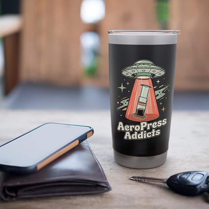 UFO AeroPress Funny Coffee Shirts Sci-Fi AeroPress Brewing Stainless Steel Insulated Tumbler
