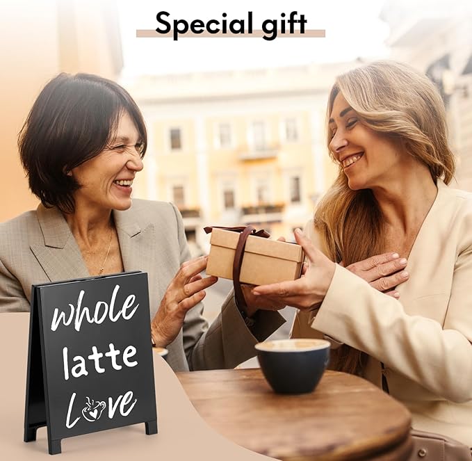 A Whole Latte Love Desk Decor Sign Retro Coffees Shop Table Display for Coffee Station Home Office Kitchen Bar Cafe Counter Bookshelf Christmas Gift for Coffees Lovers Barista Friends