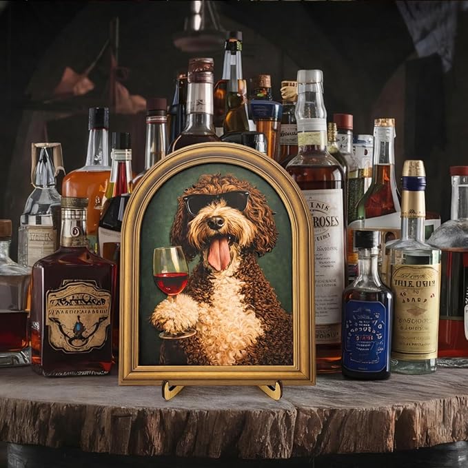 3D Funny Gentleman Dog Wall Art Sign for Bar Decor, Drinking Dog Portrait Wall Decor, 8x10 Inch