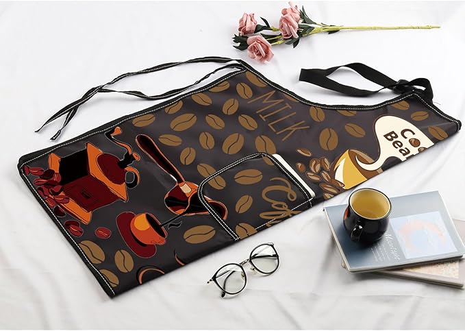 MBMSO Life Begins After Coffee Apron - Barista Gift, Coffee Themed Kitchen Apron