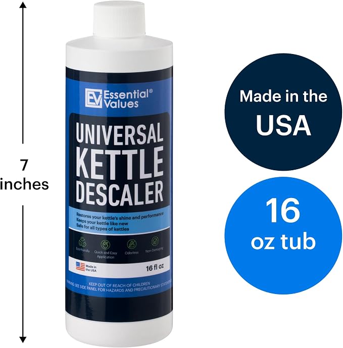 Essential Values Universal Descaler - Espresso Descaling Solution - Coffee Machine Cleaner - Critic Acid Tea Kettle, Urn, Water Distiller Cleaner - Image 7