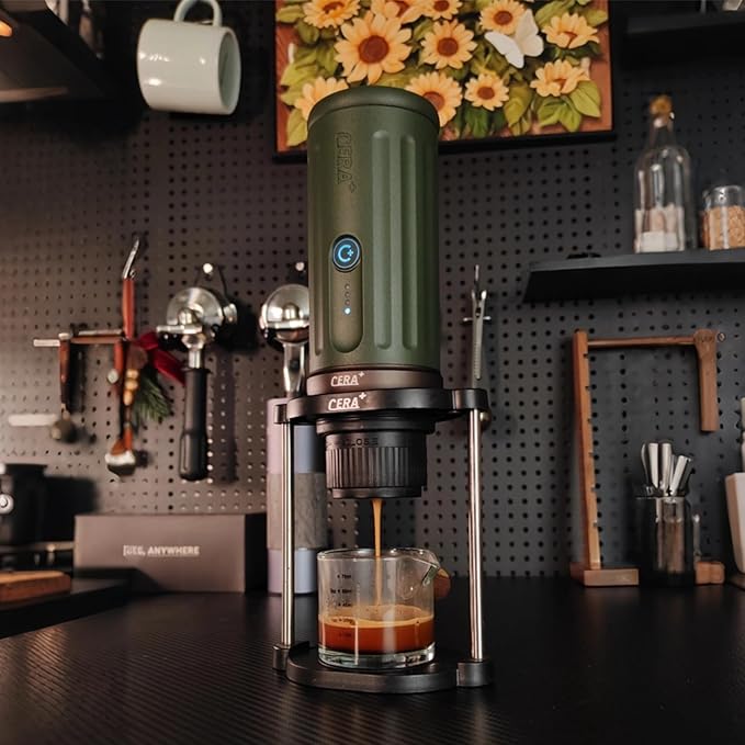 CERA+ Portable Espresso Machine 5-8 Cups per Charge, Self-Heating 20 Bar, NS Pods & Ground Coffee, CERApresso Electric Travel Coffee Maker for Outing, Working, Camping
