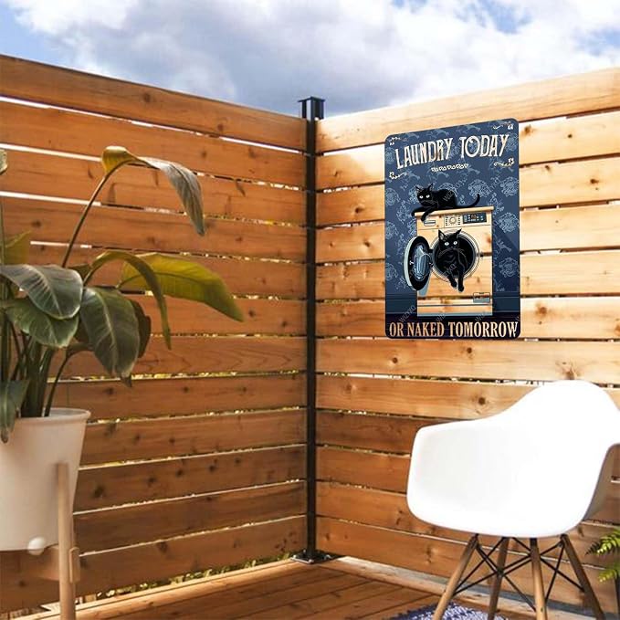 Funny Black Cat Metal Signs Cat Laundry Today Or Naked Tomorrow Vintage Tin Sign Retro Wall Decor for Laundry Room Bathroom Bedroom 8×12 Inches - Image 6