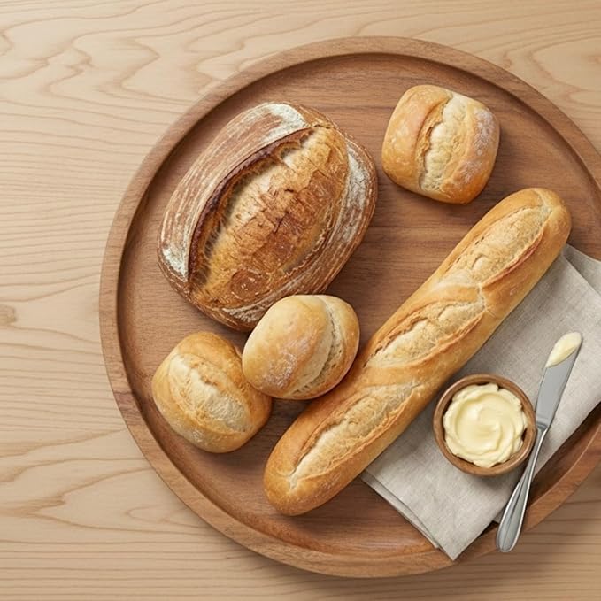 11.7 Inches Round Wooden Tray | Multi-Functional Acacia Wood Serving Tray – Decorative Wooden Round Tray for Home Decor, Charcuterie Board & Coffee Station Organizer for Kitchen Counter