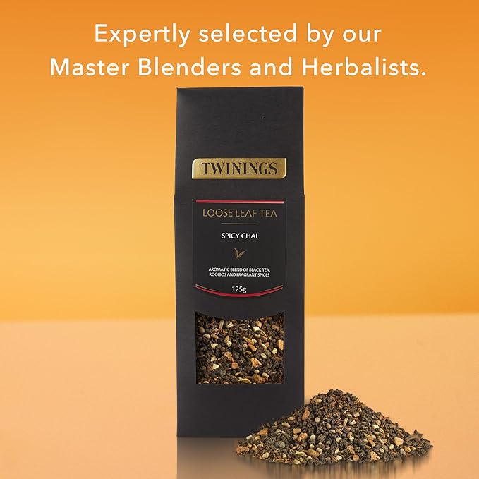 Twinings Spicy Chai Loose Leaf Black Tea, 4.41 Ounce (125g) Pouch, Caffeinated, Enjoy Hot or Iced (Pack of 2)