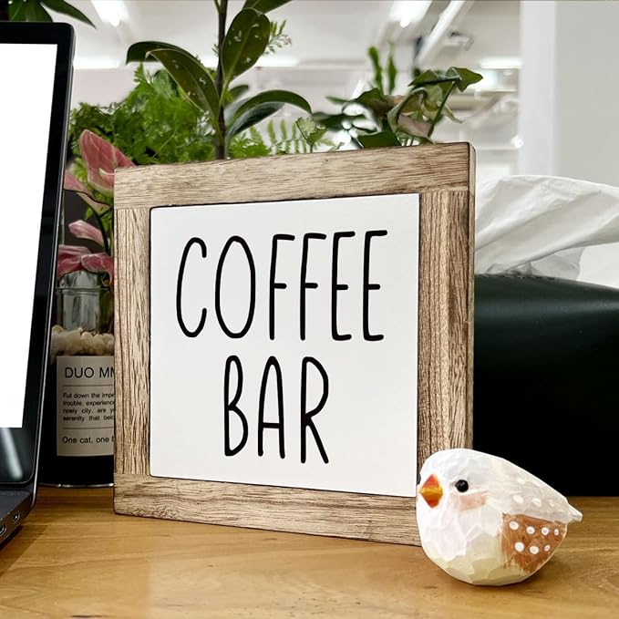 Coffee Bar Sign and Decor Set - Wooden Box Signs for Home, Farmhouse Wood Table Decor, Country Style Cafe Decoration - Image 6