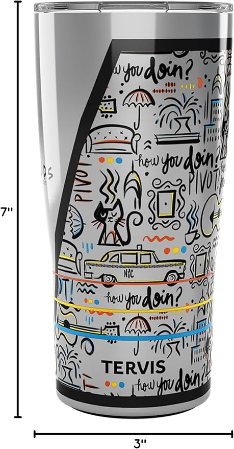 Tervis Traveler Friends Pattern Triple Walled Insulated Tumbler Travel Cup Keeps Drinks Cold & Hot, 20oz, Stainless Steel
