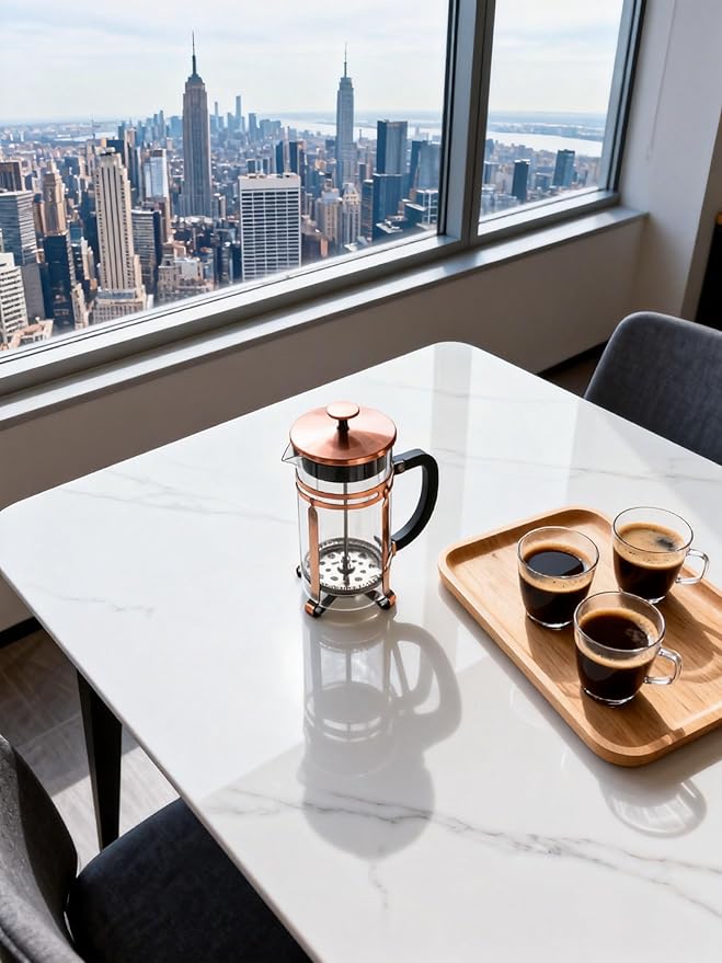 French Press Coffee Maker, 34Oz Coffee Press with 304 Stainless Steel 4 Filters, Borosilicate Glass Heat Resistant Carafe, 100% BPA-Free Teapot & Coffee Press, Copper Finish